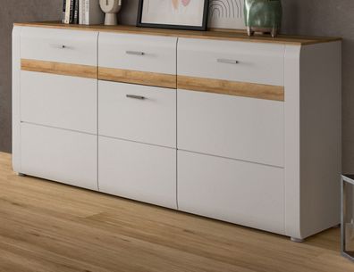 Sideboard Anrichte mit Soft-Close Kommode grau Eiche Riviera Darell 150 x 86 cm