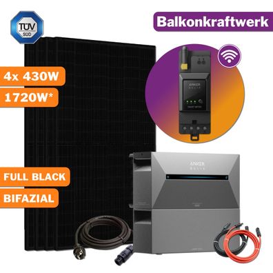 1720W Balkonkraftwerk mit Speicher Anker Solix Pro 3.2kWh Komplettset