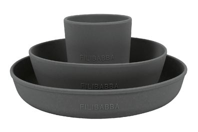 Filibabba Geschirrset Silikon Stone Grey