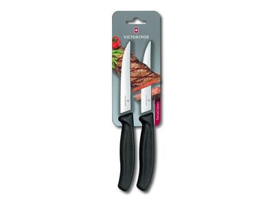 Swiss Classic, Steak & Pizzamesser, 2tlg, 12cm, ellen, chwarz,