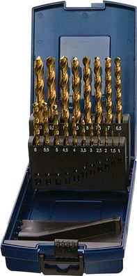 Spiralbohrersatz DIN 338 TypN D.1-10x0,5mm HSS TiN 19tlg. Ku.-Kass. PROMAT