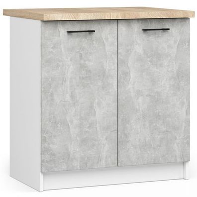 Küchenschrank AKORD OLIWIA modular S80 Weiß 80 cm Front Beton B80 x H85 x T46 cm