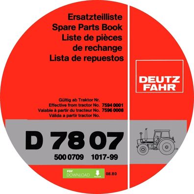 Ersatzteilliste für den Deutz Fahr Traktor D 7807 Deutsch