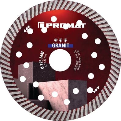 Diamanttrennscheibe Univ. GRANIT PRO D.125mm Bohr.22,23mm Seg.-H.10mm