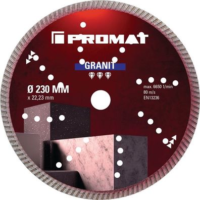 Diamanttrennscheibe Univ. GRANIT PRO D.230mm Bohr.22,23mm Seg.-H.10mm