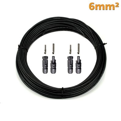 6mm² Solarkabel + 2 x MC4 Stecker Set 15 Meter (L)