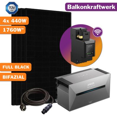 1760W Balkonkraftwerk Bifazial mit Anker Speicher PV Solaranlage