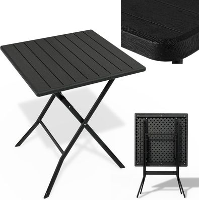 Balkontisch mit Holz Optik Kunststoff Balkon Garten Terrasse Campingtisch