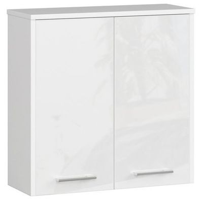 Hängender Badezimmerschrank AKORD FIN Weiß 60 cm Front Weiß Glanz 60x60x22,5 cm