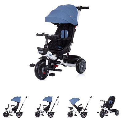 B-Ware Chipolino Tricycle 4 in 1 Pegas verstellbar, Sitz umkehrbar, Dach blau