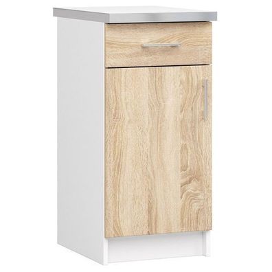 Küchenschrank AKORD LIMA modular S40 Weiß 40 cm Front Sonoma-Eiche 40x82x44,5 cm