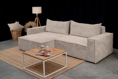 Hugoo-Ecksofa mit Schlaffunktion, L-förmiges stoff Velo Beige Links