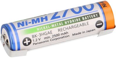 Panasonic AA 2700mAh 1,2V Ni-MH Modellbau Akku mit U-Lötfahne