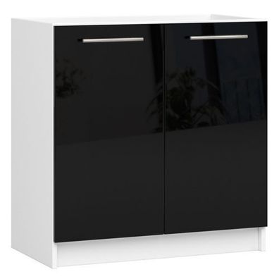 Küchenschrank AKORD OLIWIA modular S80 Weiß 80 cm Front Schwarz Hochglanz 80x82x46 cm