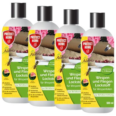 Protect Home Natria Wespen und Fliegen Lockstoff - 4x 500 ml