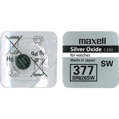 maxell - SR626SW / 377 - 1,55 Volt 28mAh Silberoxide - Knopfzelle - 10er Pack