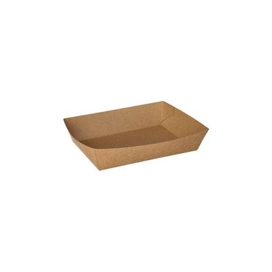 Papstar 50 Snacktrays, Pappe "pure" 4 cm x 11 cm x 16 cm braun | Folie (50 Stück)