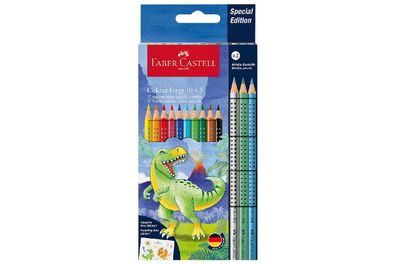 FABER Castell Buntstift Colour Grip Dino 10 + 3 Kartonetui