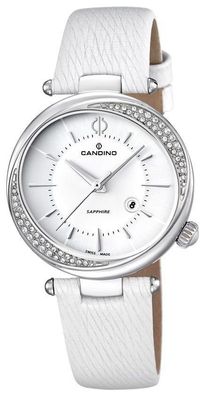 Candino Damen Uhr C4532/1 Armbanduhr Leder weiß Saphirglas Zirkone