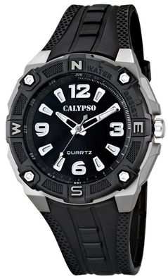 Herren Uhr Calypso Armbanduhr schwarz silber K5634/1