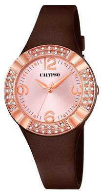 Calypso Armbanduhr Damen Uhr K5659/3 braun rose Silikonarmband