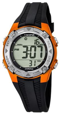 Calypso Kinderuhr Digital Armbanduhr K5685/7 schwarz orange silber