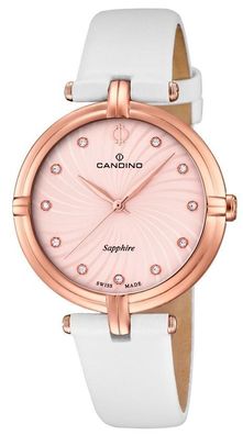 Candino Uhr C4600/1 Damen Armbanduhr Lederband weiß rose