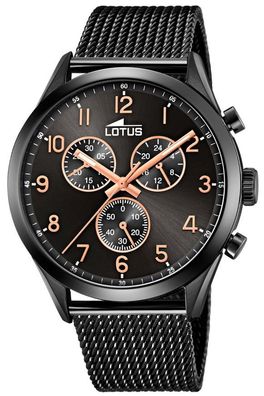 Lotus Herren Uhr Armbanduhr schwarz 18639/1 Edelstahlband