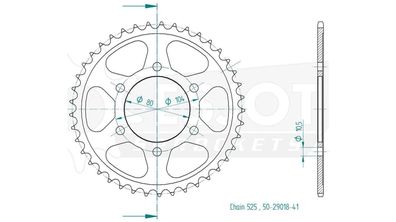 ESJOT Kettenrad "29018" 525, Stahl 41 Zähne