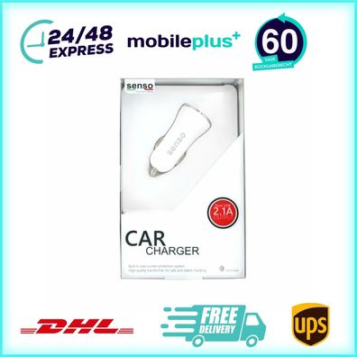 Original Senso 2.1A Autoladegerät Schnellladegerät für 2x USB, weiß Sencarcx23
