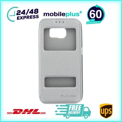 Flip Handyhülle für Samsung Galaxy S6 Grau Magnet Schutz Case