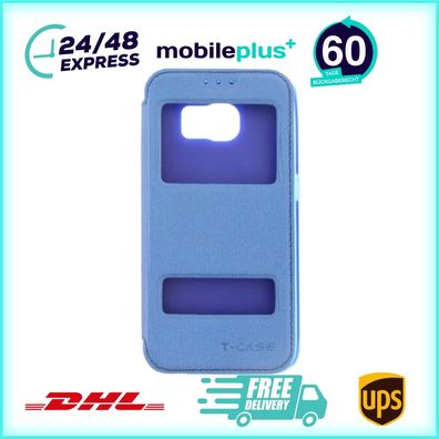 Flip Case Handyhülle für Samsung Galaxy S6 Blau Schutz Tasche