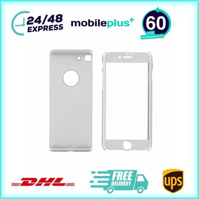 360° Handyhülle für iPhone 7 Silber Schutz Tasche