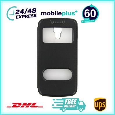 Flip Cover Handyhülle für Samsung Galaxy S4 mini Schwarz Schutz Tasche