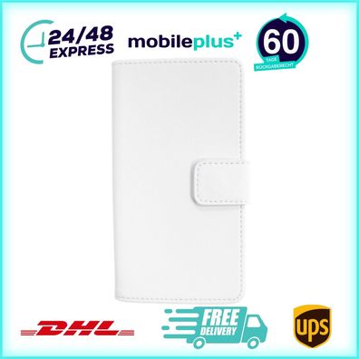 Book Case Handyhülle für Huawei P6 Weiß Leder 4250710543212