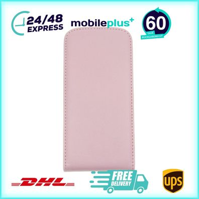 Slim Leder Flip Handyhülle für Galaxy S5 Mini Rosa Schutz Tasche