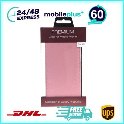 Slim Leder Flip Handyhülle für Sony Z3 Pink Schutz 4250710556212