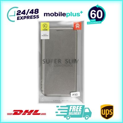 Flip Schutzhülle für Huawei P30 Grau Handyhülle Tasche Schutz Case cnt1276