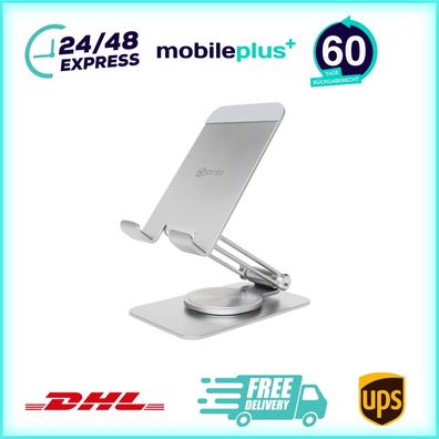 prio drehbarer Metall-Telefonständer / Handy Halterung 360 Silber