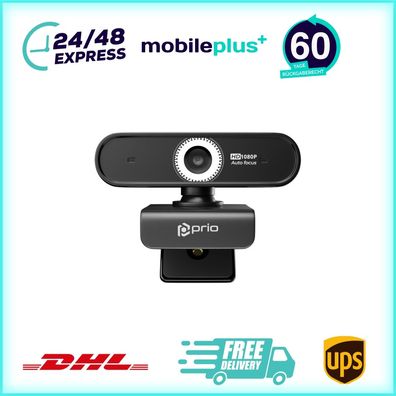 prio Full HD 1080P Autofokus Webcam schwarz