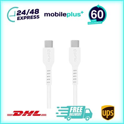prio High-Speed Charge & Sync USB C zu USB C Ladekabel / Datenkabel 5A 0,25 m weiß