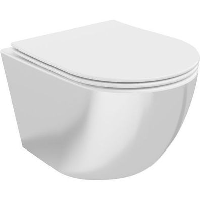 Mexen Lena WC Randlos Weiß/Silber, Slim Sitz, Hängend, Duroplast, 48x36 cm