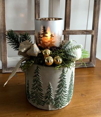 Hand-Made Adventsgesteck*Weihnachtsgesteck für Teelicht oder Kerze Elch