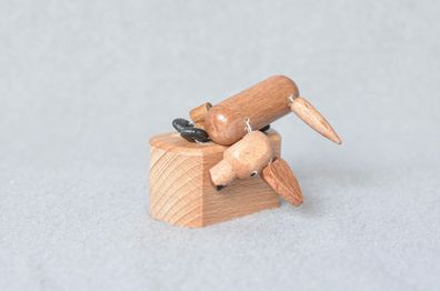 Holzspielzeug Wackelfigur Dackel Höhe=7,5cm NEU Spielzeug Wackeln Wackeltier