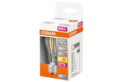 OSRAM LED Birnenlampe E27 9W klar dim