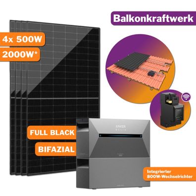 2000W Balkonkraftwerk Anker Solix Speicher 3.2kWh All in One inkl. Montage-Kit