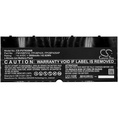 Ersatzakku - CS-FUT935NB - Fujitsu Lifebook T904 / CP651077-02 - 14,4 Volt 3050mAh