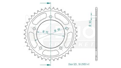 ESJOT Kettenrad "29051" 525, Stahl, schwarz 42 Zähne