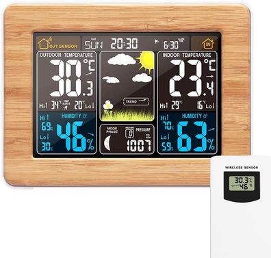 Drahtlose Wetterstation, digitale Wetteruhr mit Außensensor