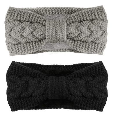 Winter-Stirnbänder für Damen, 2er-Pack gestrickte Kopf-Stretch-Stirnbänder